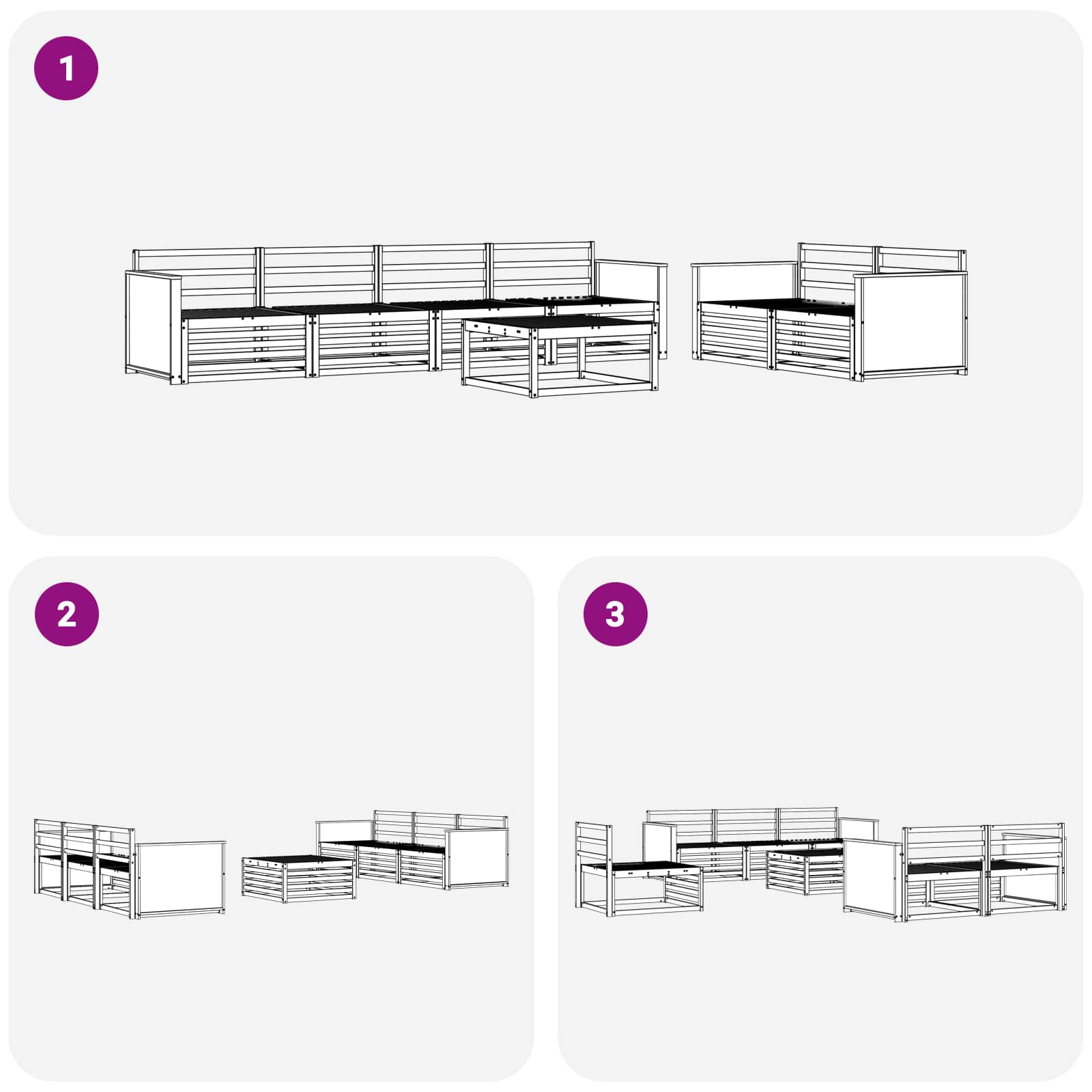 Buiten bankenset 7 pcs Naturel Massief Acaciahout image 6