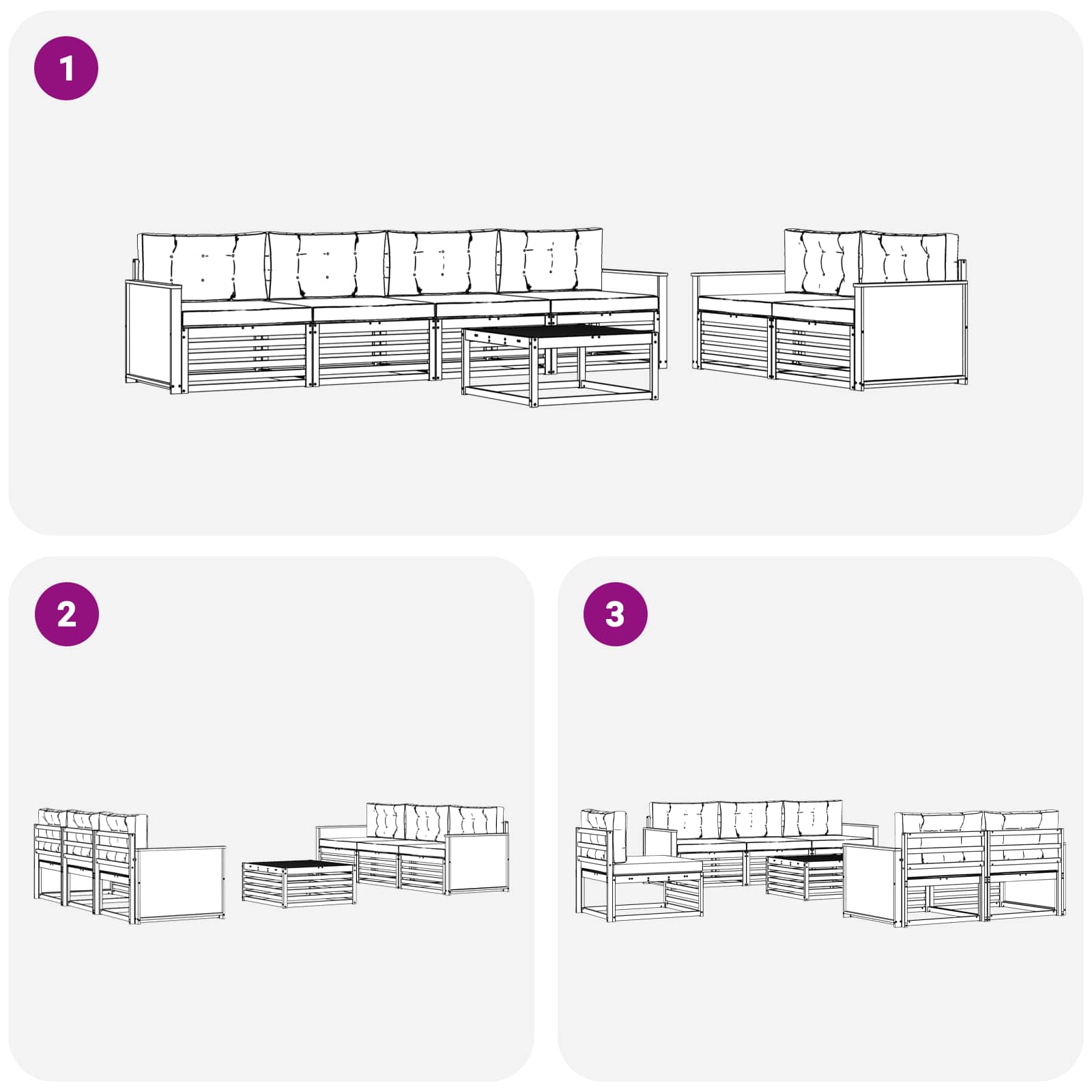 Zunanja garnitura za sedenje 7 pcs Naravna in bež Poliester - slika 6