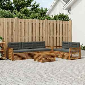 Zunanja garnitura za sedenje 7 pcs Naravna in antracitna