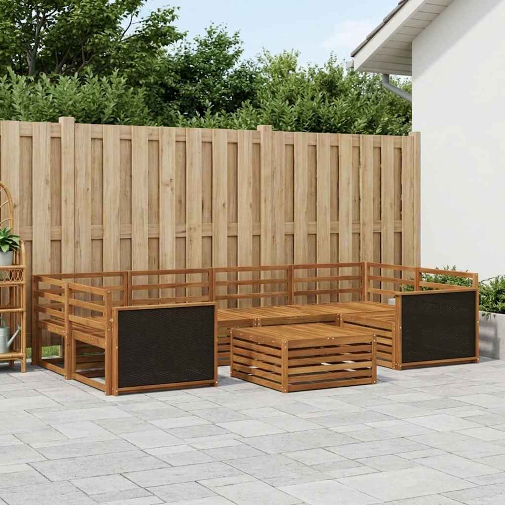Buiten bankenset 7 pcs Naturel Massief Acaciahout image 1