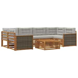 Zunanja garnitura za sedenje 7 pcs Naravna in svetlo siva