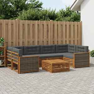 Zunanja garnitura za sedenje 7 pcs Naravna in antracitna