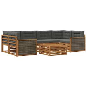 Zunanja garnitura za sedenje 7 pcs Naravna in antracitna