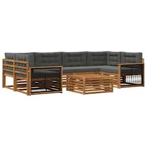 Zunanja garnitura za sedenje 7 pcs Naravna in antracitna