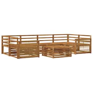Zunanja garnitura za sedenje 7 pcs Naravna Masiven les akacije
