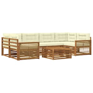 Zunanja garnitura za sedenje z blazino 7 pcs Naravna in smetana