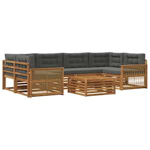 Zunanja garnitura za sedenje 7 pcs Naravna in antracitna