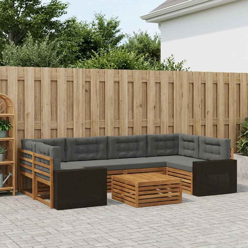 vidaXL Udendørs sofagruppe 7 stk. Naturlig og Antracit Polyester