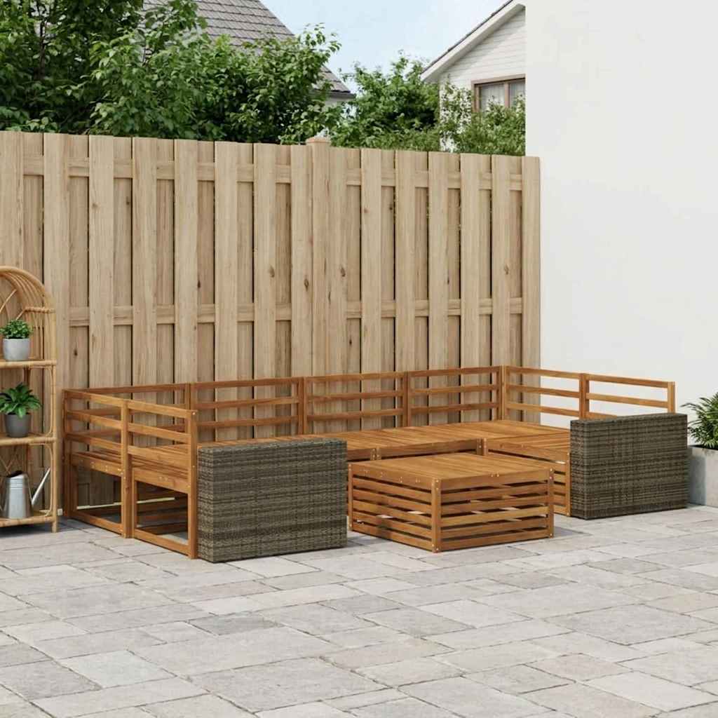 Buiten bankenset 7 pcs Naturel Massief Acaciahout image 1