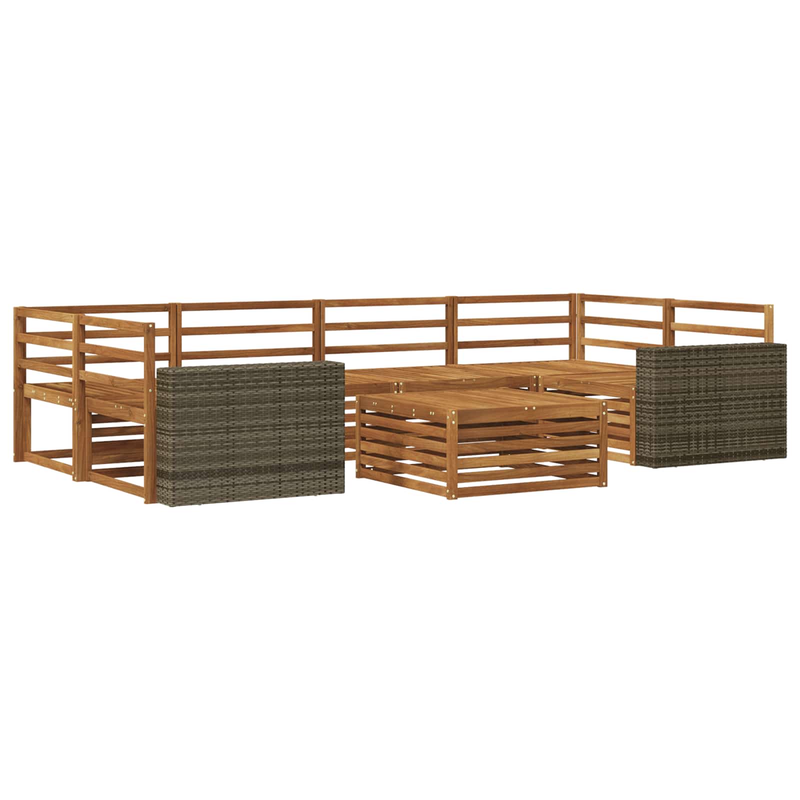 Buiten bankenset 7 pcs Naturel Massief Acaciahout image 2