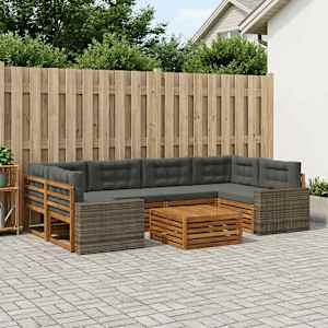 Zunanja garnitura za sedenje 7 pcs Naravna in antracitna
