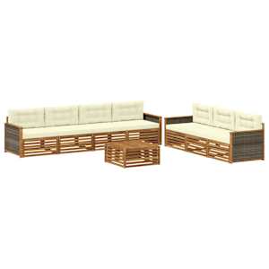 Zunanja garnitura za sedenje z blazino 8 pcs Naravna in smetana