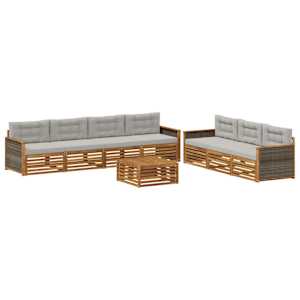 Zunanja garnitura za sedenje 8 pcs Naravna in svetlo siva