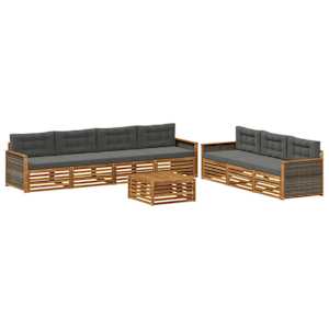 Zunanja garnitura za sedenje 8 pcs Naravna in antracitna