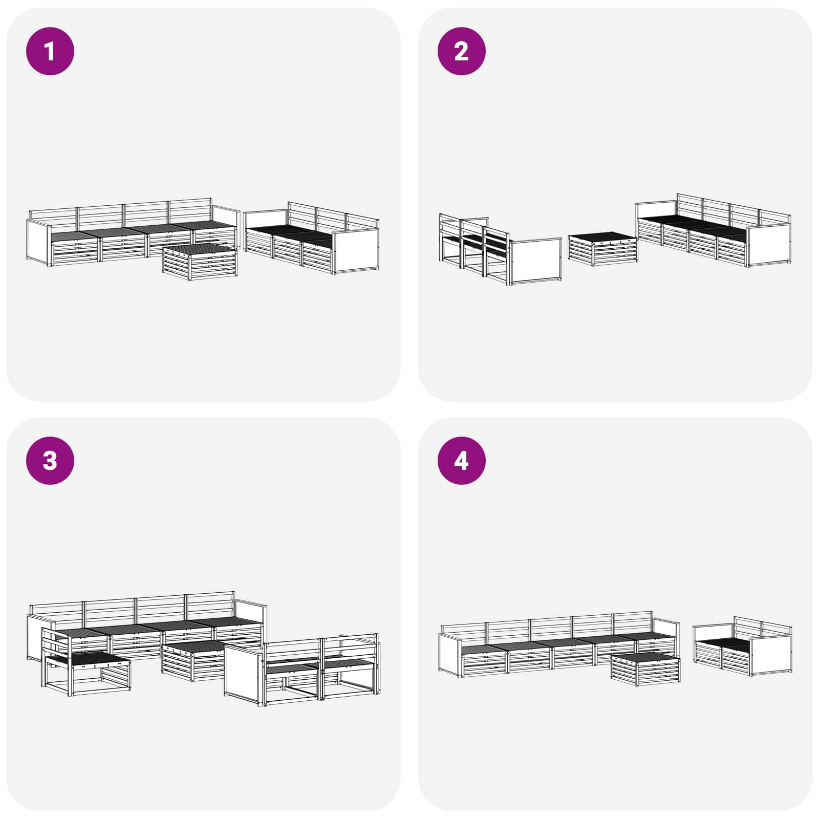 Buiten bankenset 8 pcs Naturel Massief Acaciahout image 6