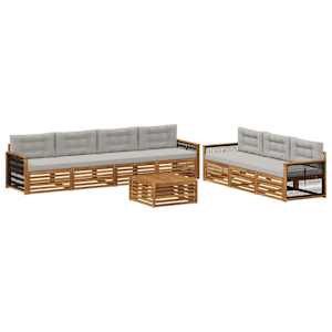 Zunanja garnitura za sedenje 8 pcs Naravna in svetlo siva