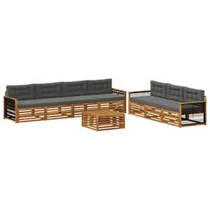 Zunanja garnitura za sedenje 8 pcs Naravna in antracitna