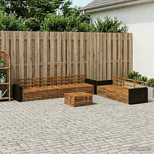 Zunanja garnitura za sedenje 8 pcs Naravna 79 x 79 x 37 cm