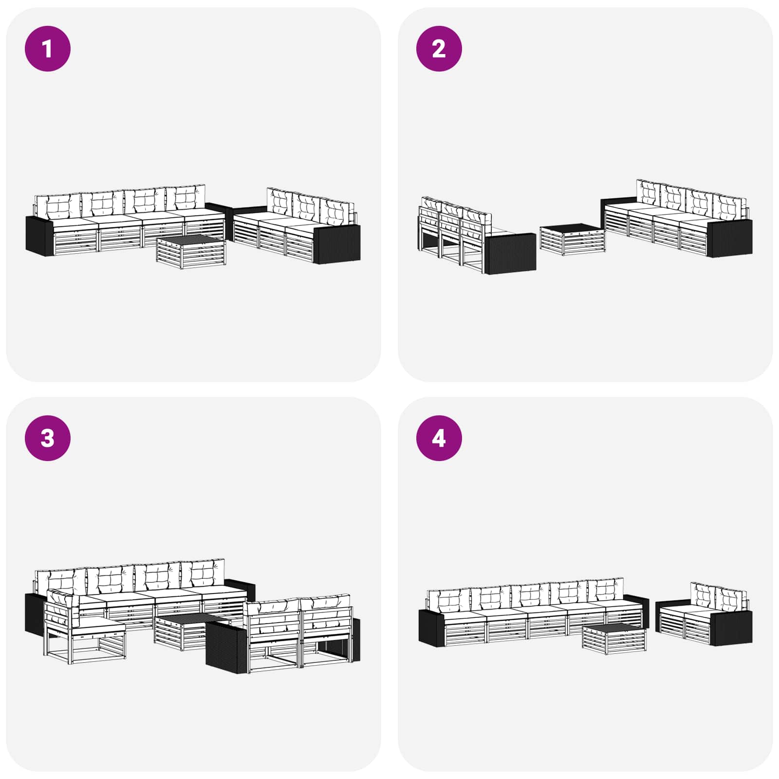 Zunanja garnitura za sedenje 8 pcs Naravna in bež - slika 6