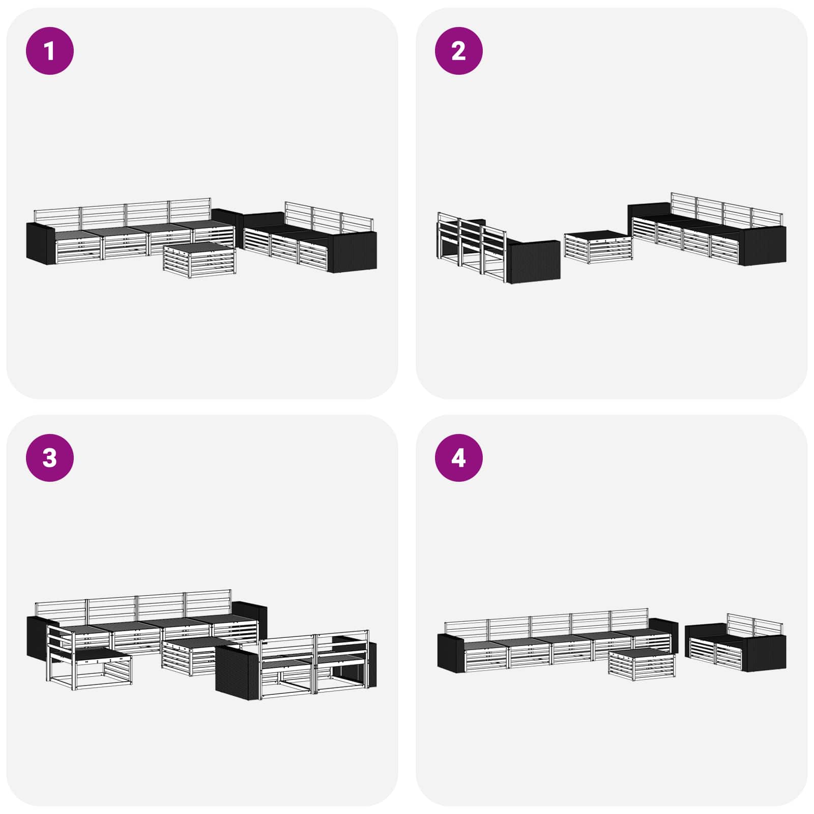 Zunanja garnitura za sedenje 8 pcs Naravna 79 x 79 x 37 cm - slika 7