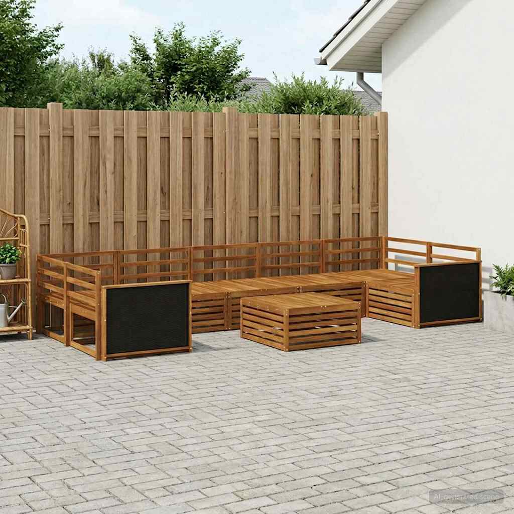 Buiten bankenset 8 pcs Naturel Massief Acaciahout image 1