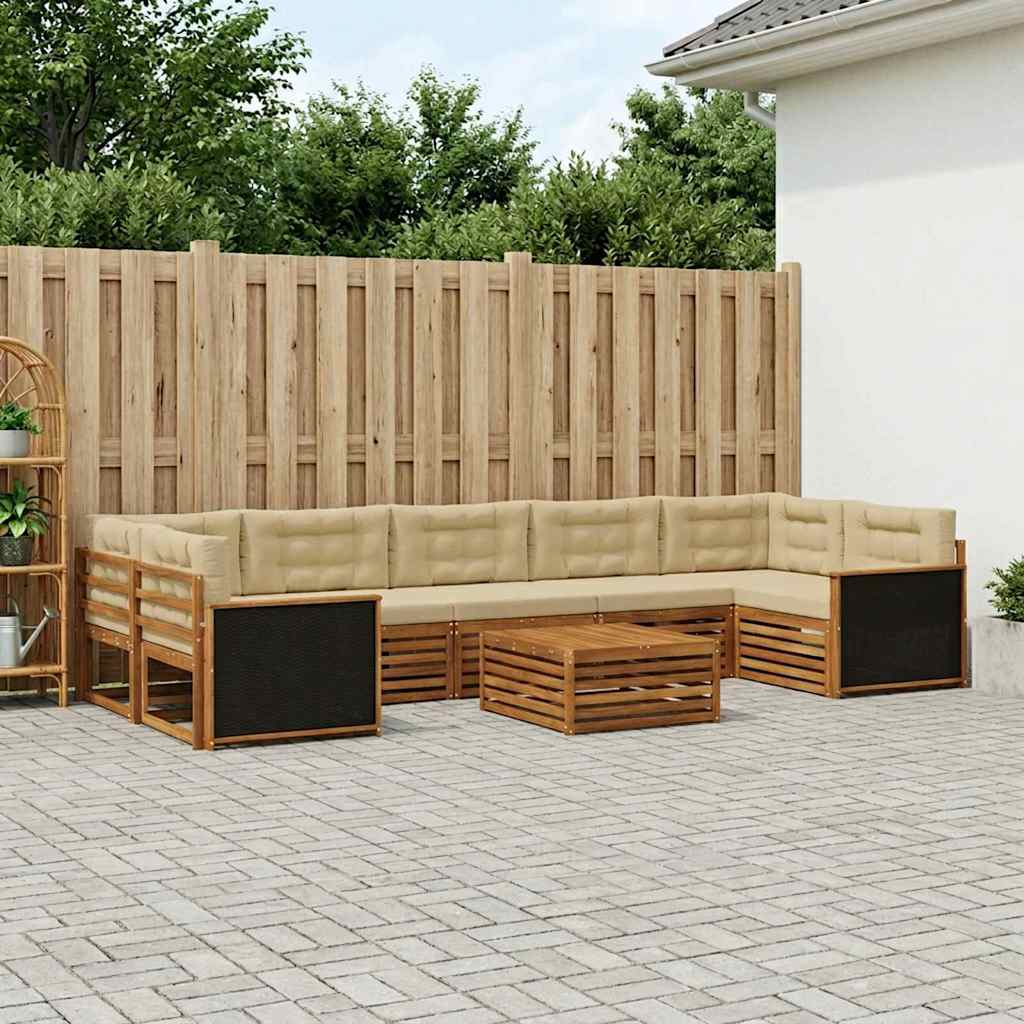 Zunanja garnitura za sedenje 8 pcs Naravna in bež
