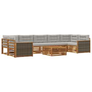 Zunanja garnitura za sedenje 8 pcs Naravna in svetlo siva