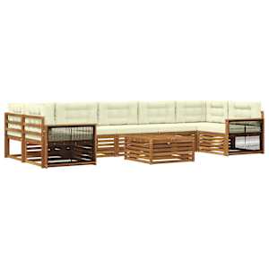 Zunanja garnitura za sedenje z blazino 8 pcs Naravna in smetana