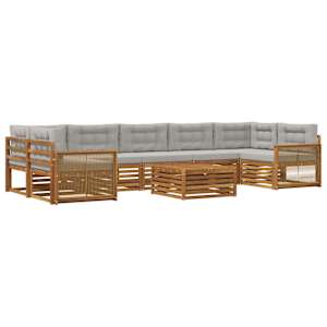 Zunanja garnitura za sedenje 8 pcs Naravna in svetlo siva