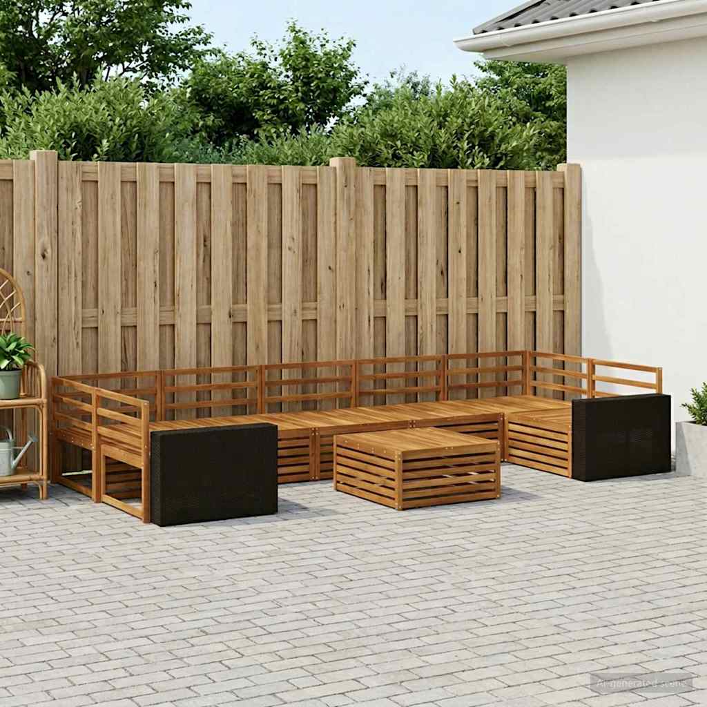 Buiten bankenset 8 pcs Naturel Massief Acaciahout image 1