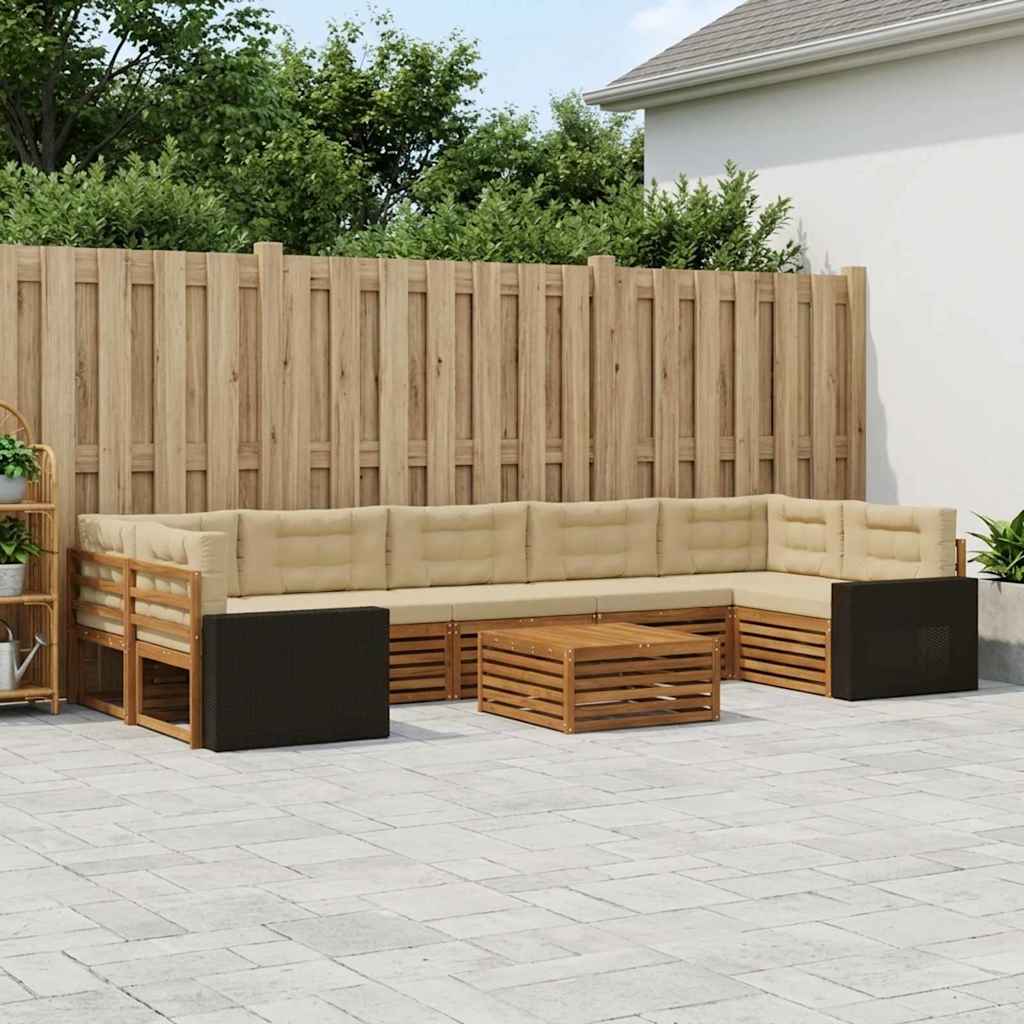 Zunanja garnitura za sedenje 8 pcs Naravna in bež