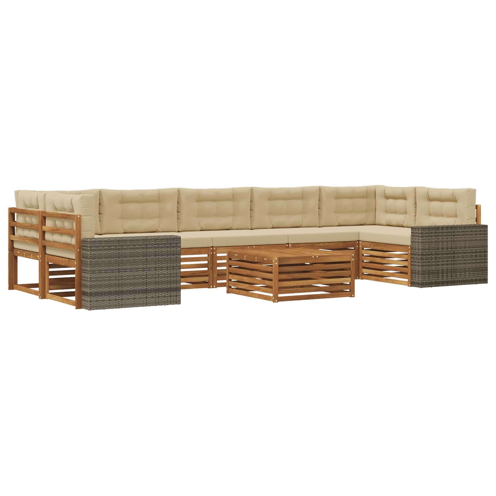 vidaXL Buiten bankenset 8 st 7-zits Natuurlijk en Beige, foto 3
