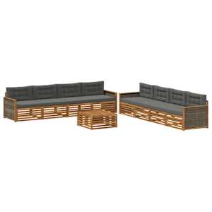 Zunanja garnitura za sedenje 9 pcs Naravna in antracitna
