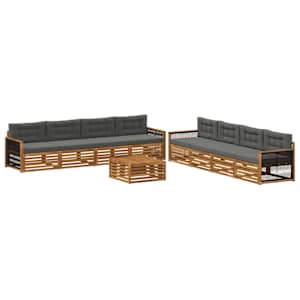 Zunanja garnitura za sedenje 9 pcs Naravna in antracitna