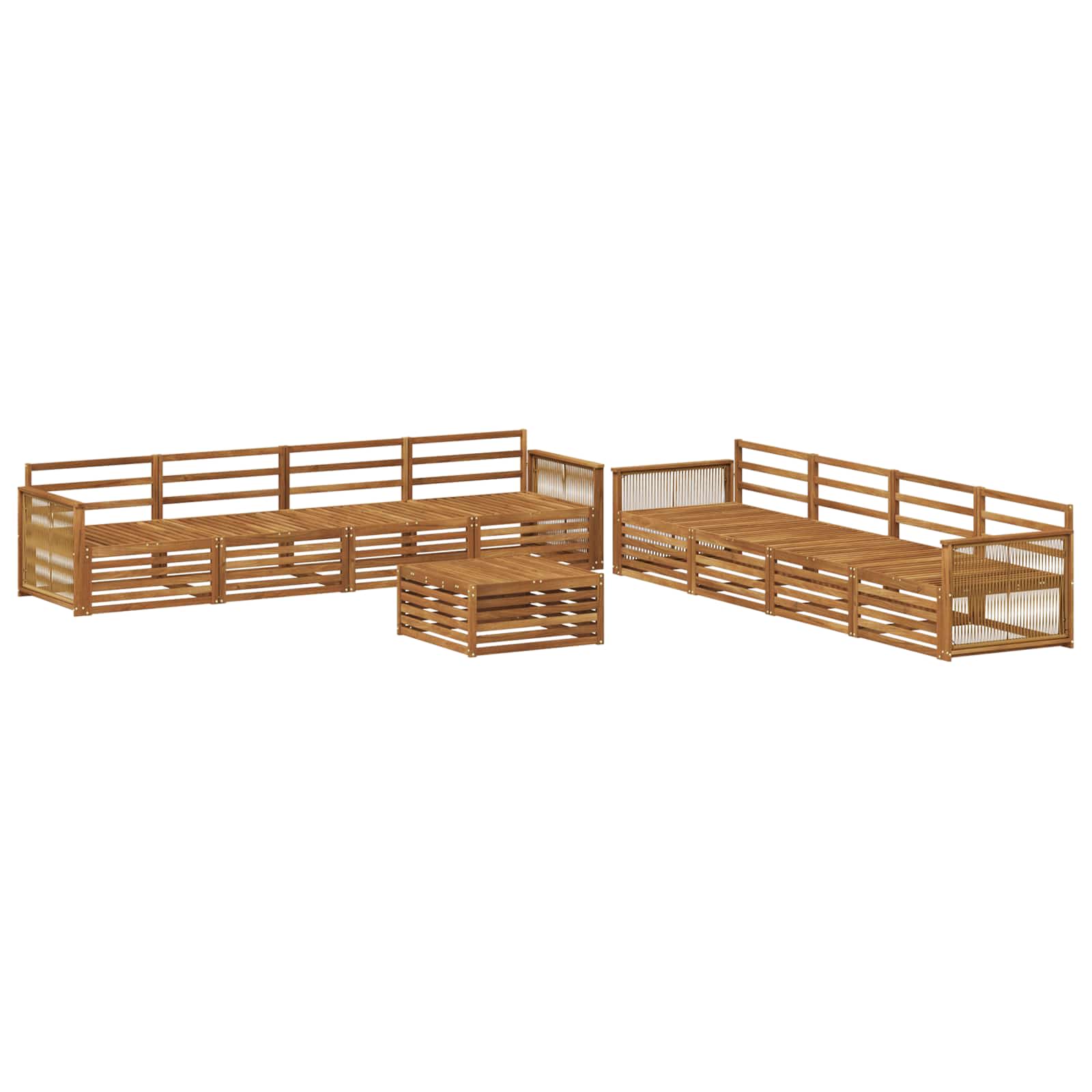 Buiten bankenset 9 pcs Naturel Massief Acaciahout image 1