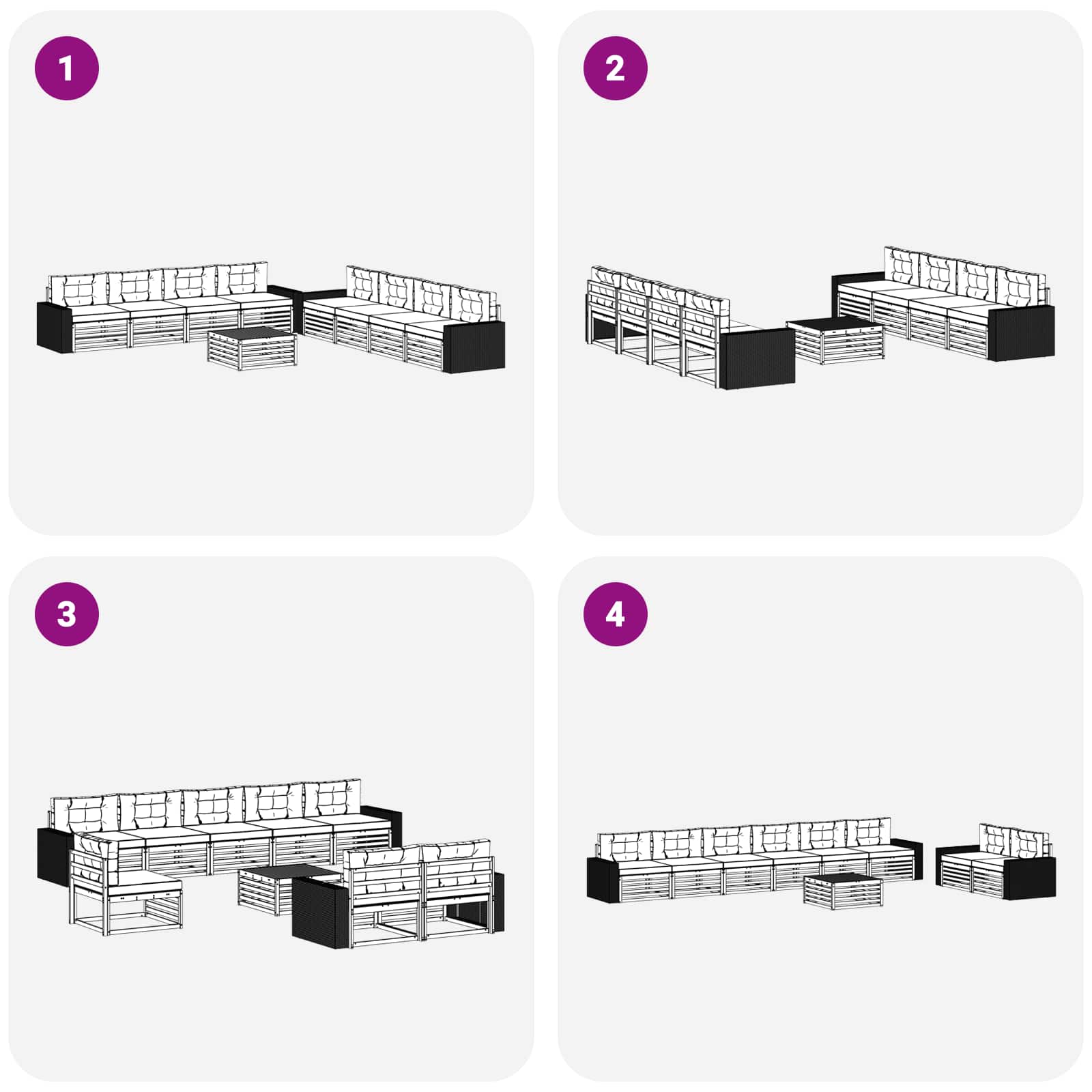 Zunanja garnitura za sedenje 9 pcs Naravna in smetana Poliester - slika 6