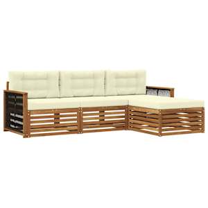 Zunanja garnitura za sedenje z blazino Naravna in smetana