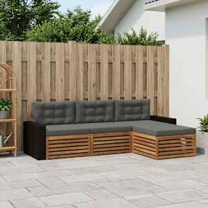 Zunanja garnitura za sedenje 4 pcs Naravna in antracitna