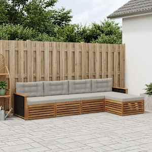 Zunanja garnitura za sedenje 5 pcs Naravna in svetlo siva