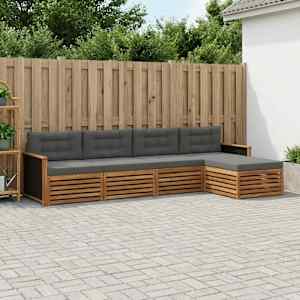 Zunanja garnitura za sedenje 5 pcs Naravna in antracitna
