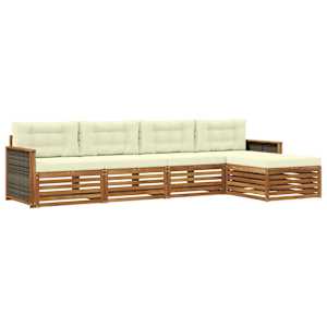 Zunanja garnitura za sedenje z blazino 5 pcs Naravna in smetana