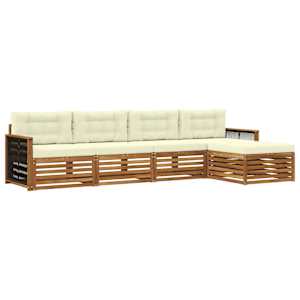 Zunanja garnitura za sedenje z blazino 5 pcs Naravna in smetana