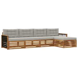 Zunanja garnitura za sedenje 5 pcs Naravna in svetlo siva