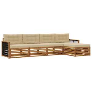 Zunanja garnitura za sedenje z blazino 5 pcs Naravna in bež