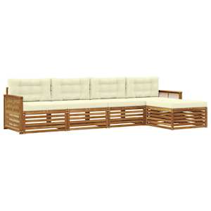 Zunanja garnitura za sedenje z blazino 5 pcs Naravna in smetana