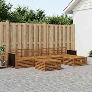 Zunanja garnitura za sedenje 6 pcs Naravna 79 x 79 x 37 cm