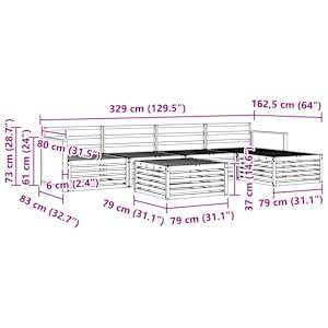 Venkovní pohovková souprava 6 pcs Přírodní 79 x 79 x 37 cm - obrázek 8