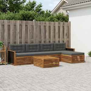 Zunanja garnitura za sedenje 6 pcs Naravna in antracitna