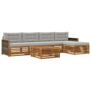 Zunanja garnitura za sedenje 6 pcs Naravna in svetlo siva