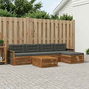 Zunanja garnitura za sedenje 6 pcs Naravna in antracitna